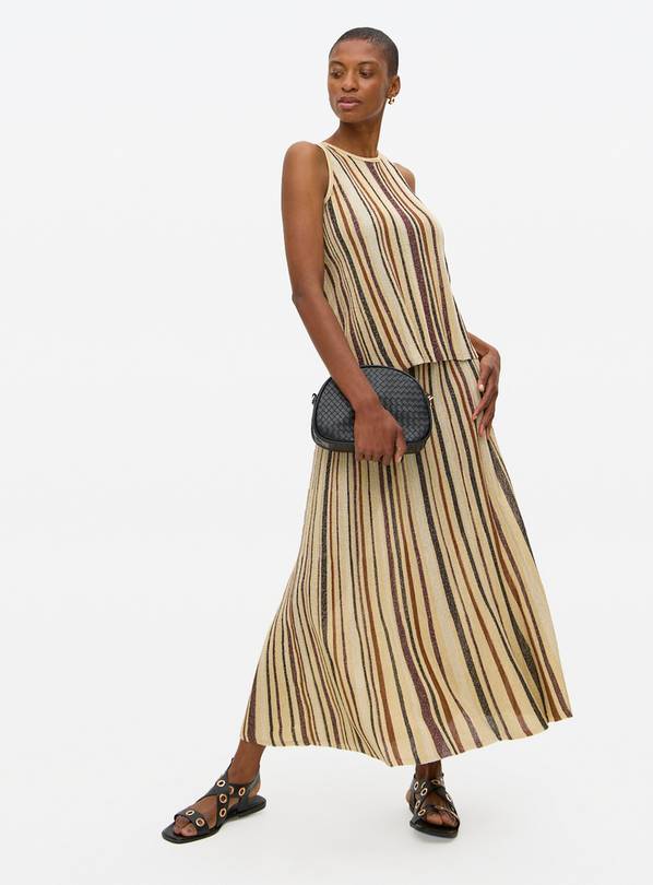 Metallic Striped Co-ord Midaxi Skirt M